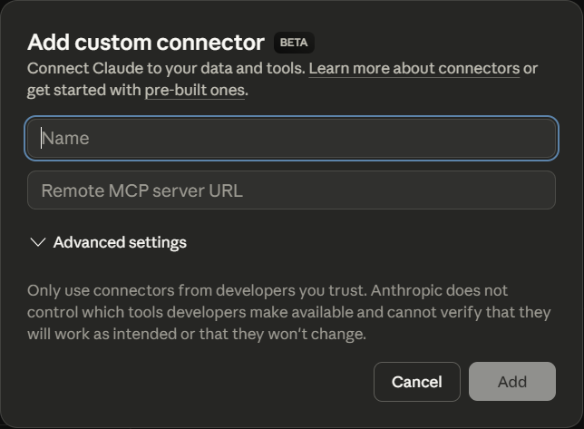 "Add a new Connector in Claude"